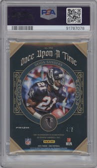 Deion Sanders from the 2022 Panini One set featuring a Bronze parallel graded by PSA and given an overall grade of 9.