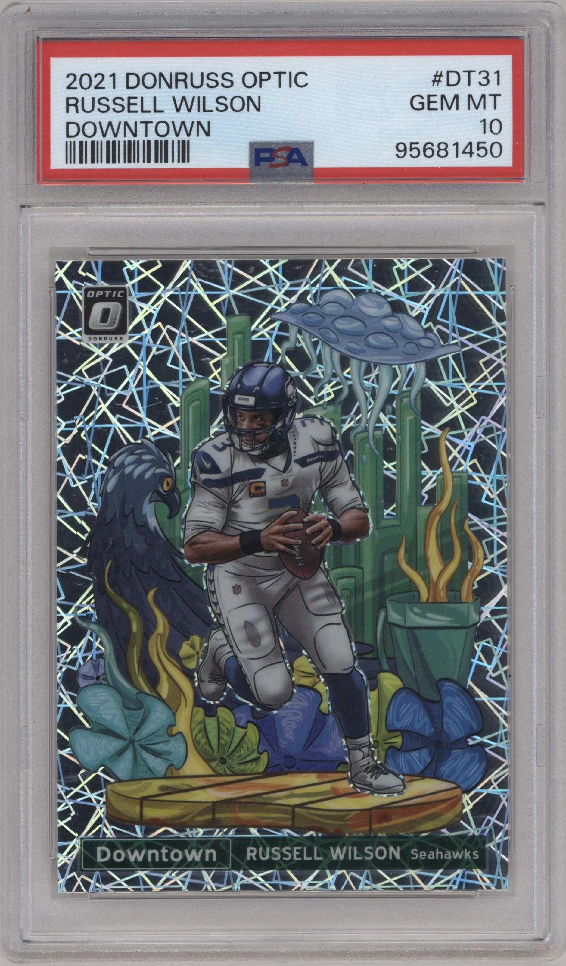 2021 Panini Donruss Optic Downtown Russell Wilson PSA 10