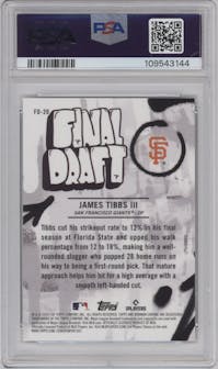 James Tibbs III from the 2024 Bowman Draft set graded by PSA and given an overall grade of 10.