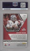 Justin Fields from the 2021 Panini Mosaic Draft Picks  set featuring a Gold Mosaic  parallel graded by PSA and given an overall grade of 10.