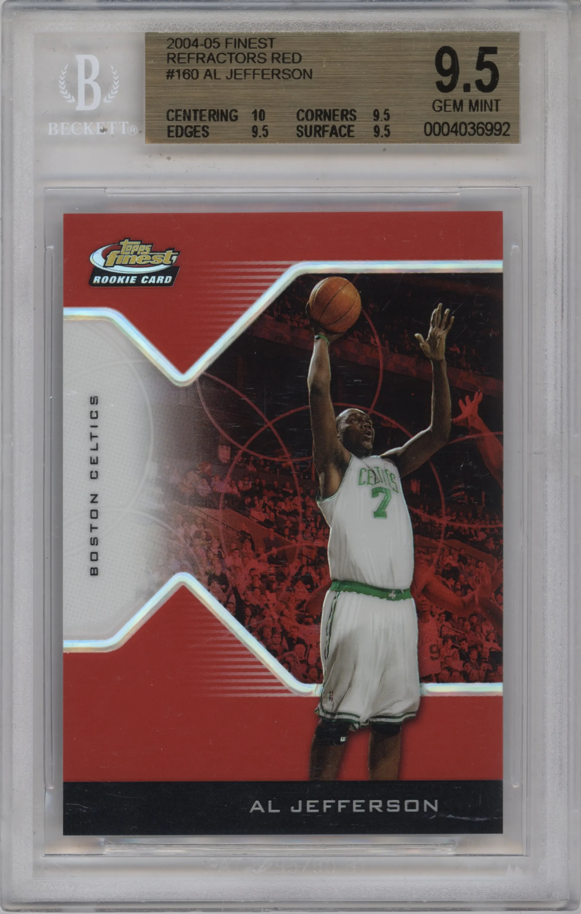 2004 Topps Finest Al Jefferson Red Refractor BGS 9.5