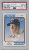 Josh Jung from the 2023 Topps Heritage set featuring a Special Edition Red Ink parallel graded by PSA and given an overall grade of 10.