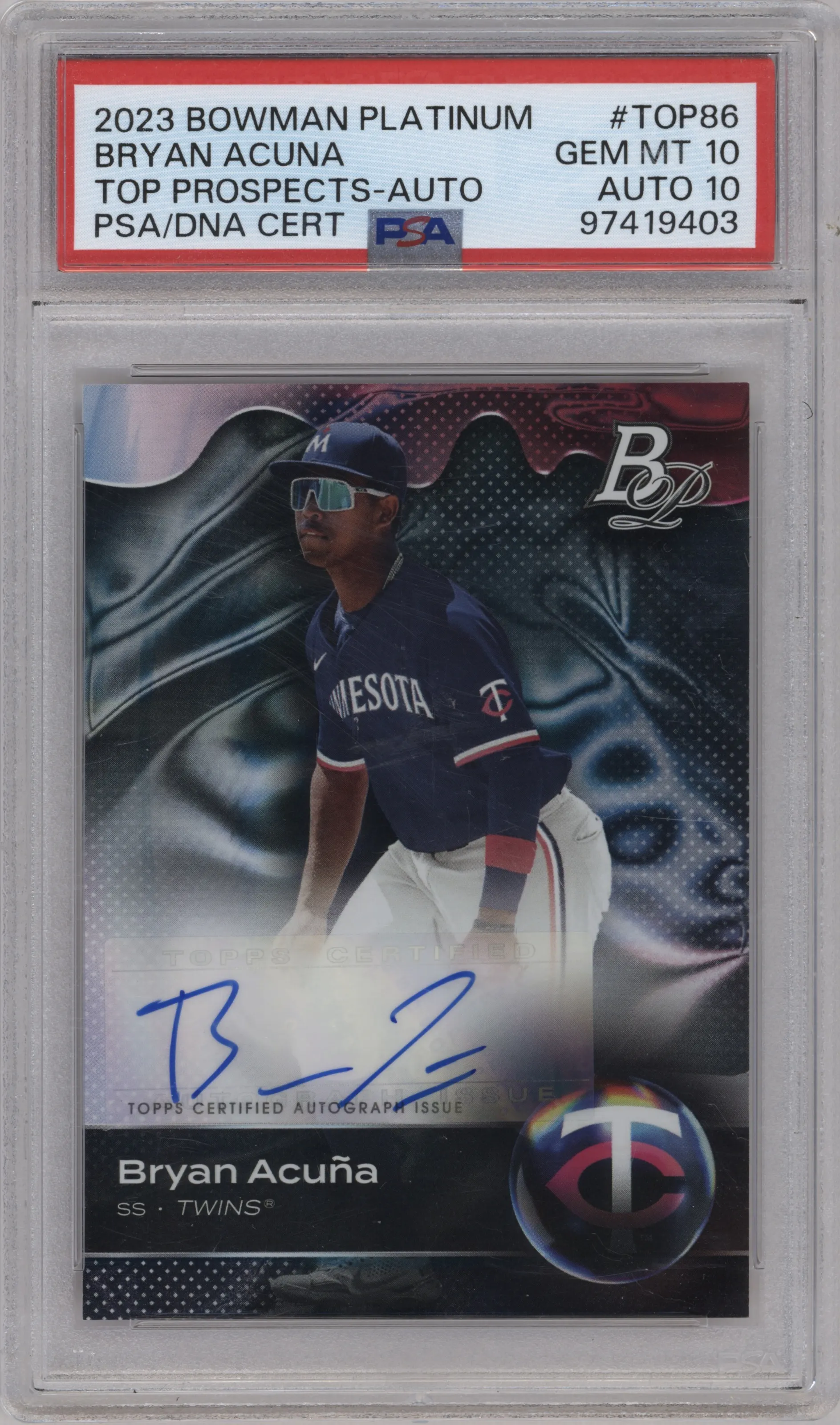 2023 Bowman Platinum Top Pros.Auto Bryan Acuna #TOP-86 PSA 10