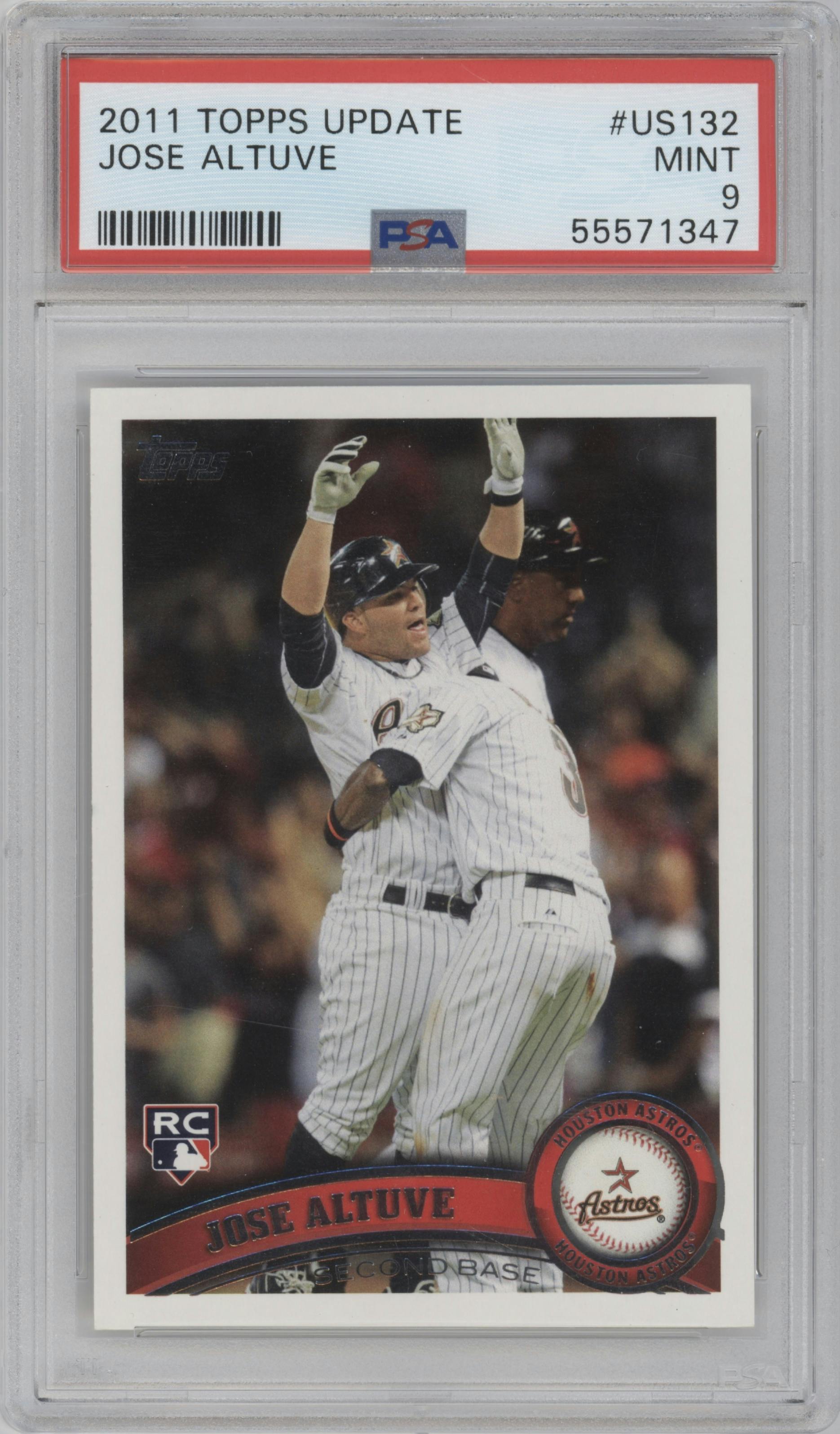 Jose Altuve from the 2011 Topps Update set graded by PSA and given an overall grade of 9.