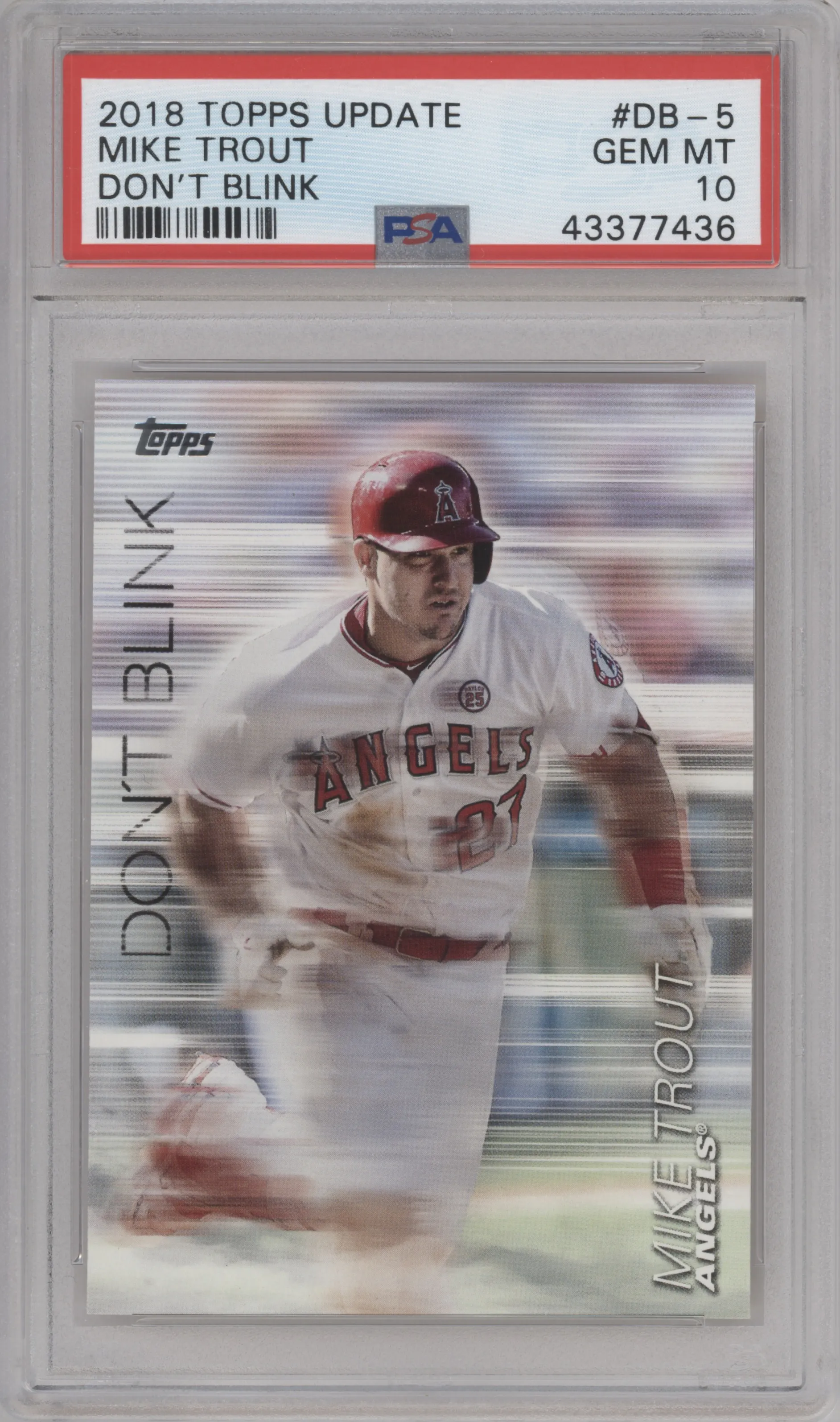 Mike Trout from the 2018 Topps Update set graded by PSA and given an overall grade of 10.