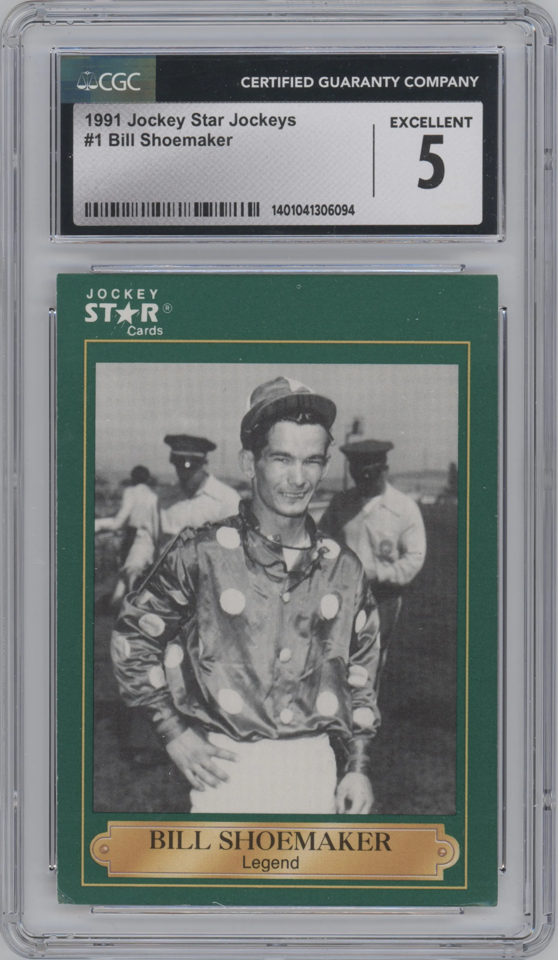 Bill Shoemaker from the 1991 Jockey Star Jockeys set graded by CSG and given an overall grade of 5.