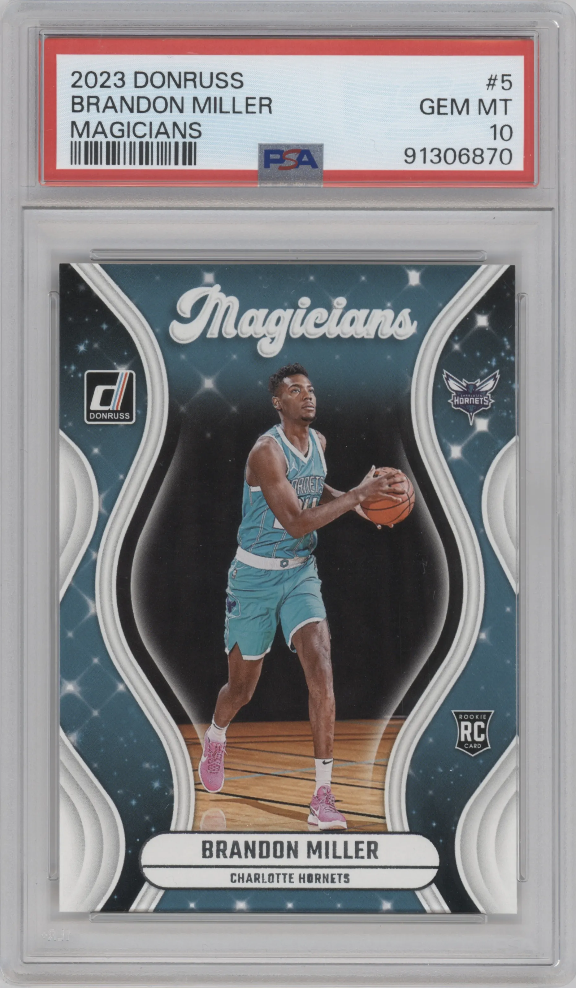 Brandon Miller from the 2023-24 Panini Donruss set graded by PSA and given an overall grade of 10.