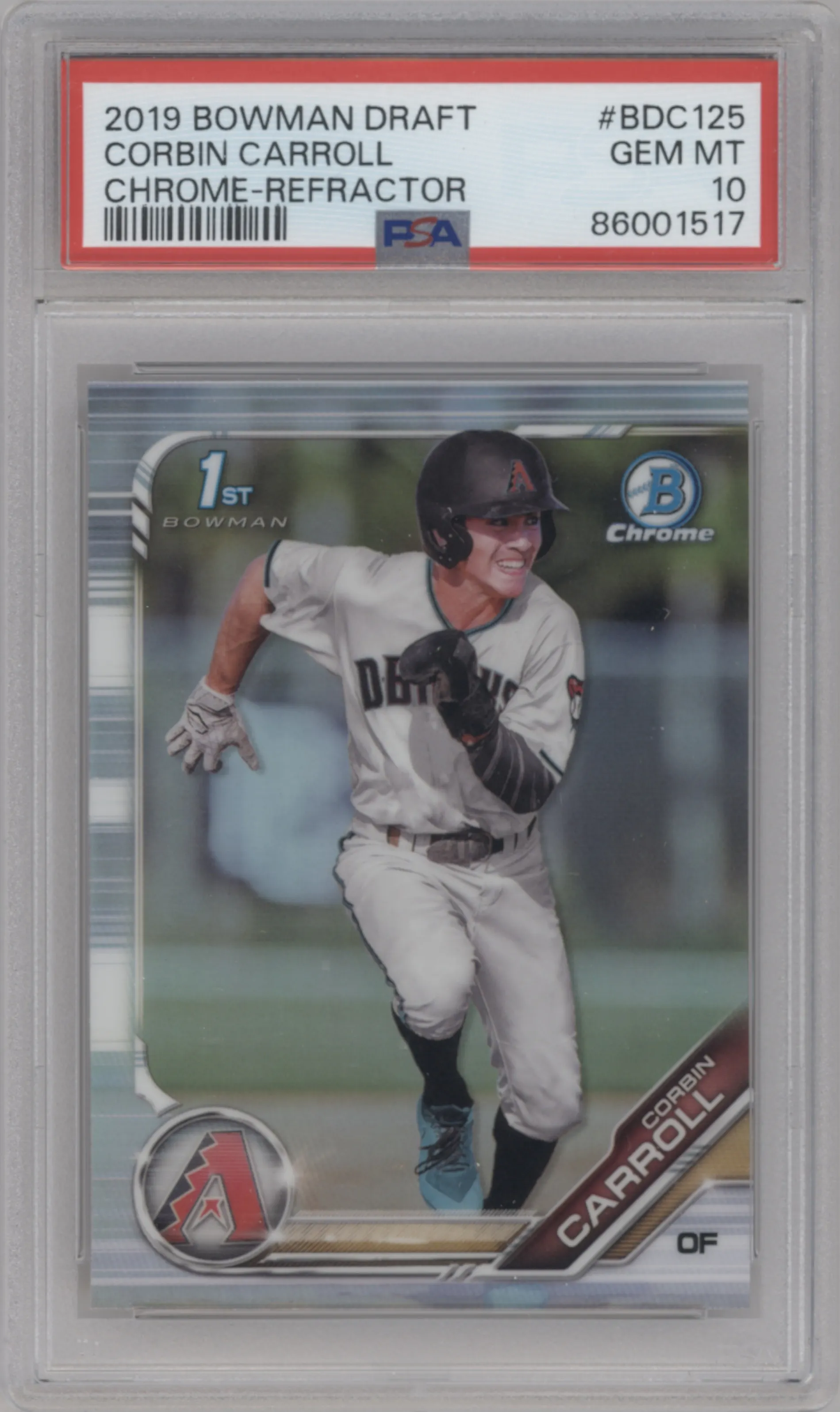 2019 Bowman Draft Chrome Corbin Carroll Refractor PSA 10