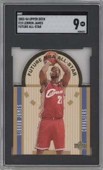 LeBron James from the 2003-04 Upper Deck set graded by SGC and given an overall grade of 9.