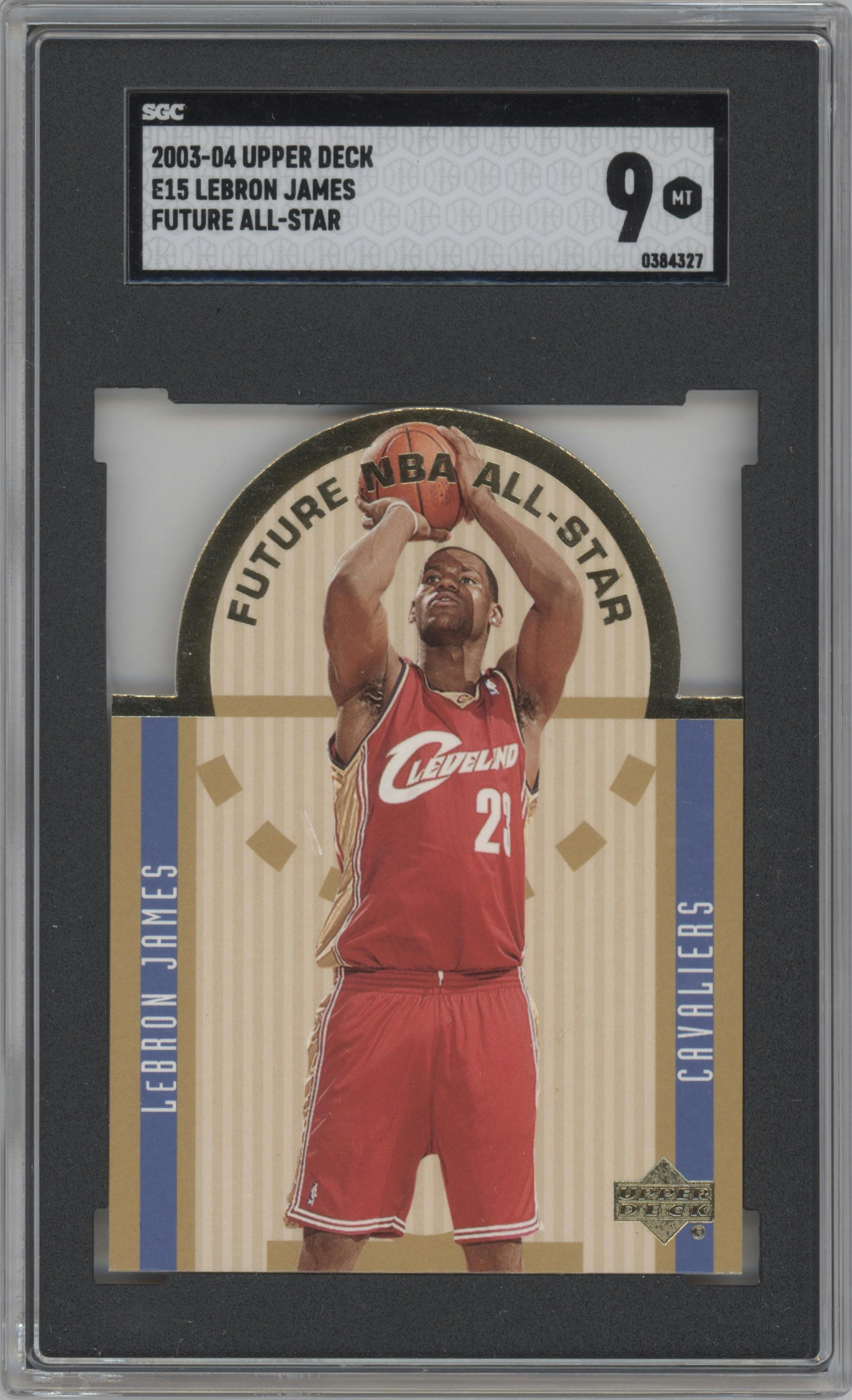 LeBron James from the 2003-04 Upper Deck set graded by SGC and given an overall grade of 9.