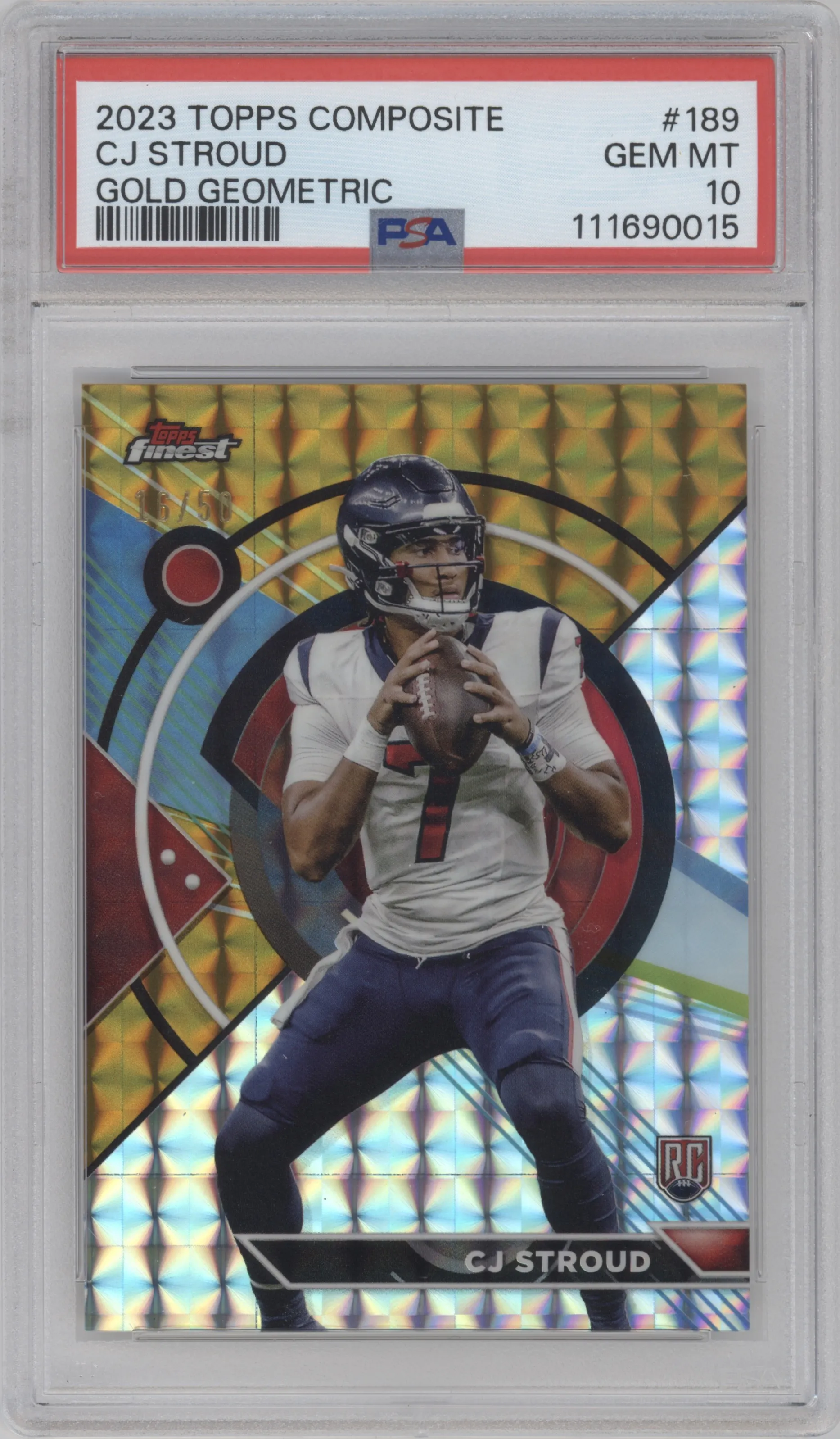2023 Topps Composite Finest CJ Stroud Gold Geometric #189 PSA 10