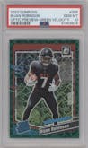 Bijan Robinson from the 2023 Panini Donruss set featuring a Green Velocity parallel graded by PSA and given an overall grade of 10.
