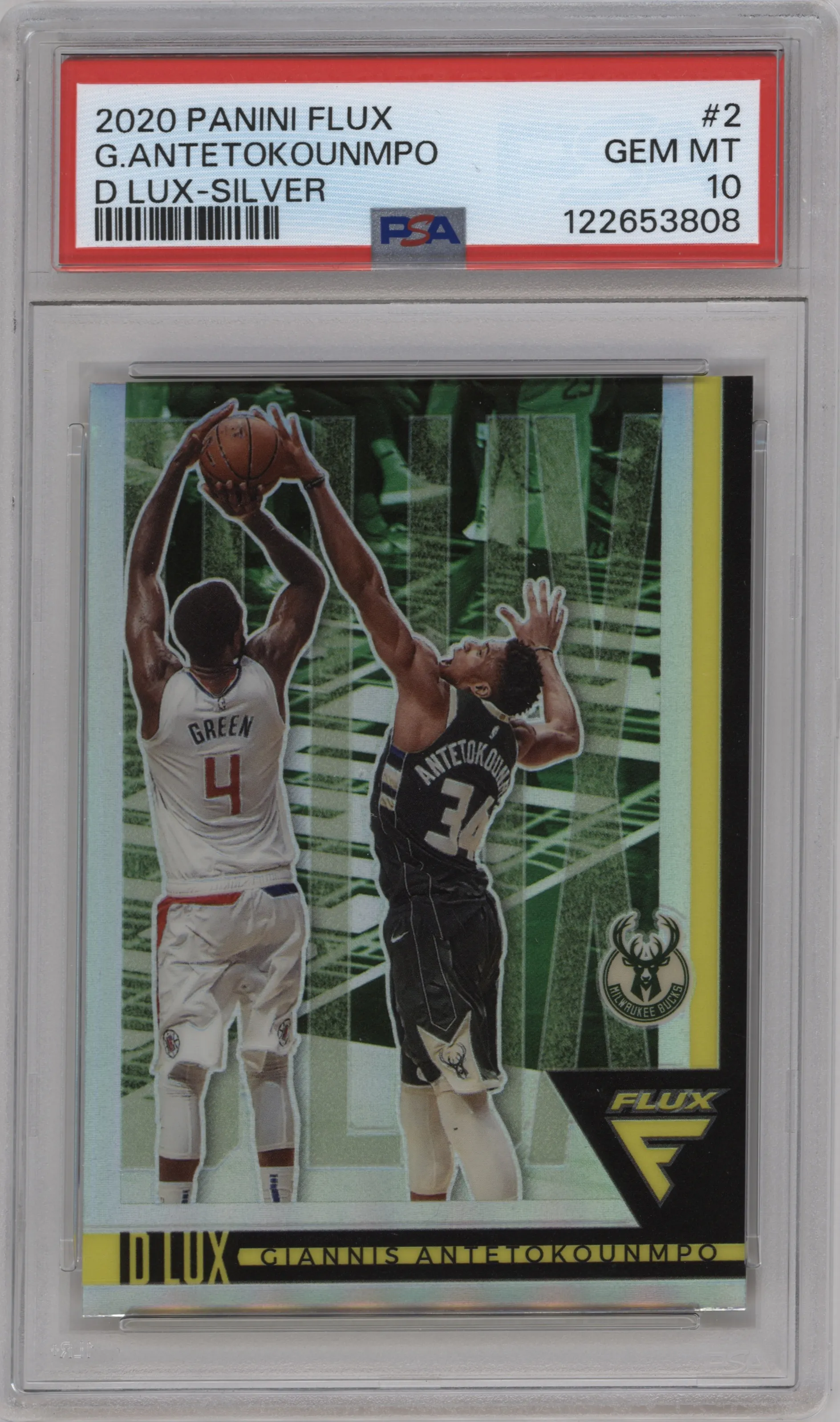 2020 Panini Flux D Lux Giannis Antetokounmpo Silver #2 PSA 10