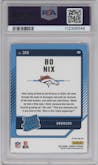 Bo Nix from the 2024 Donruss set featuring a Pink parallel graded by PSA and given an overall grade of 9.