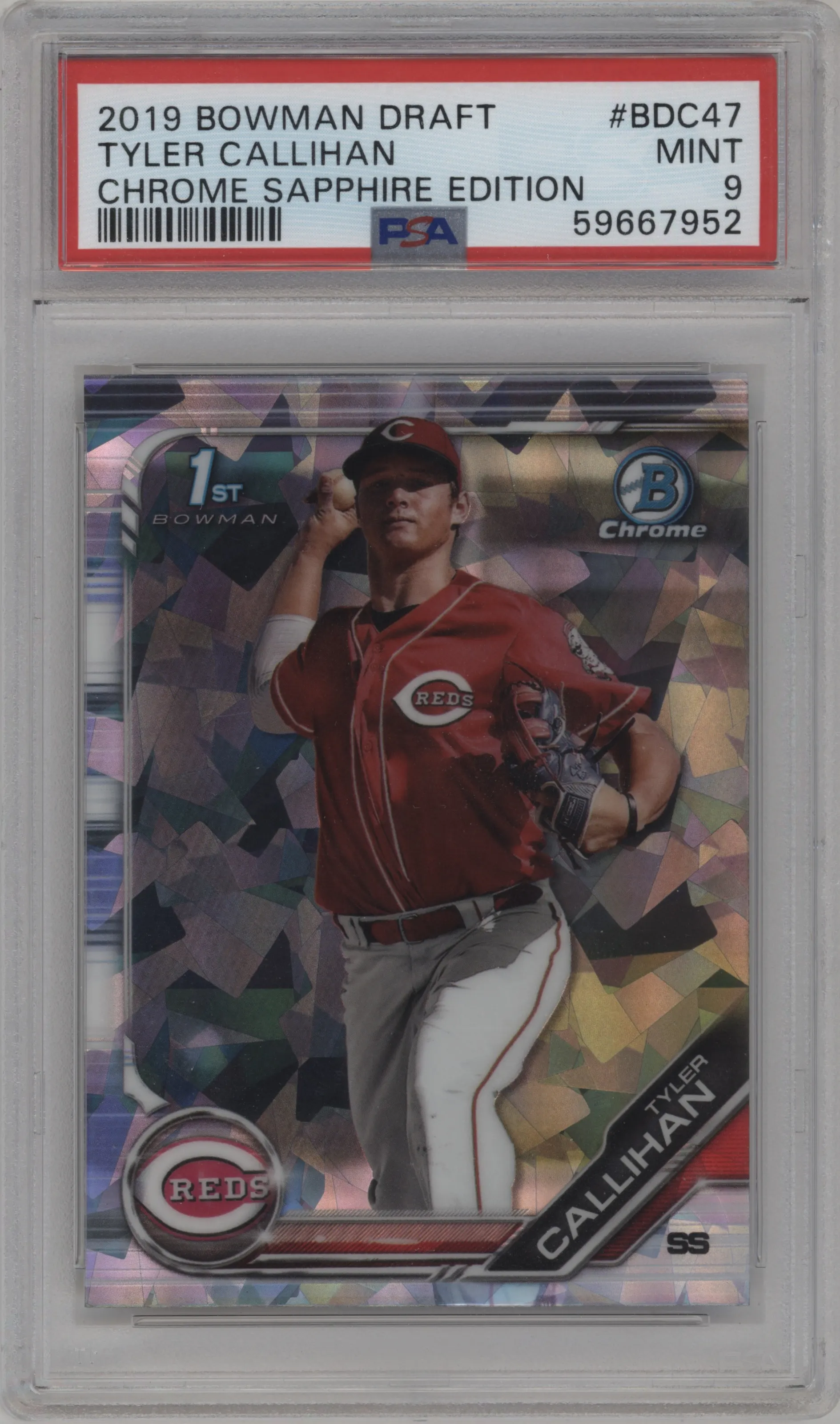 2019 Bowman Draft Sapphire Edition Chrome Tyler Callihan PSA 9