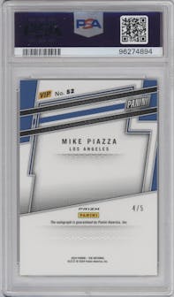 Mike Piazza from the 2024 Panini The National VIP set featuring a Black Gold parallel graded by PSA and given an overall grade of 10.