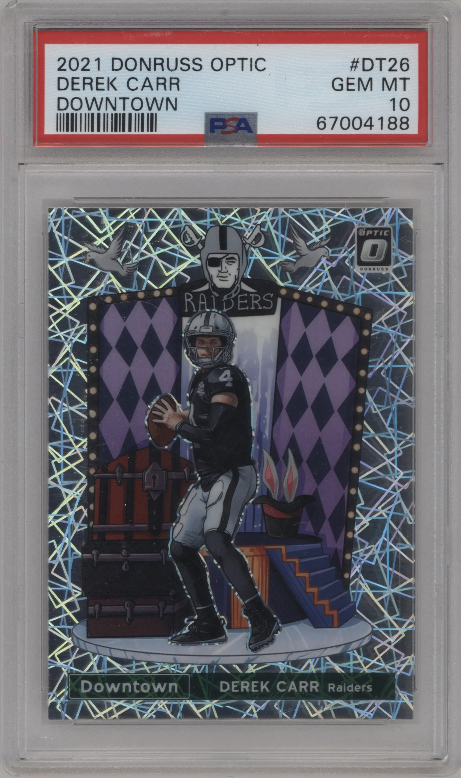 2021 Panini Donruss Optic Downtown Derek Carr #DT-26 PSA 10