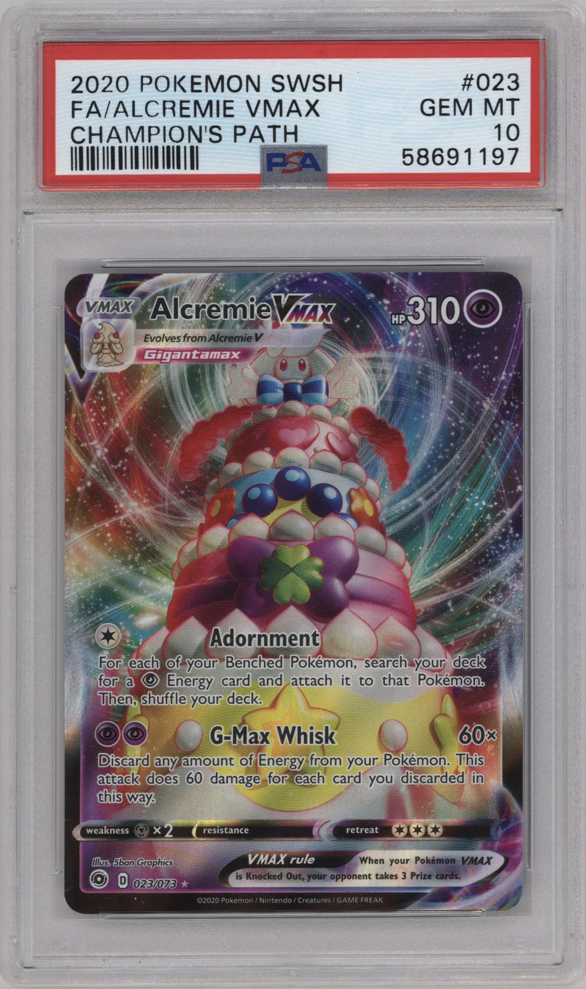 2020 Pokemon SWSH Champion's Path Alcremie VMax #023 PSA 10
