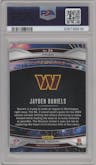 Jayden Daniels from the 2024 Panini Prizm set featuring a Green Prizm parallel graded by PSA and given an overall grade of 9.