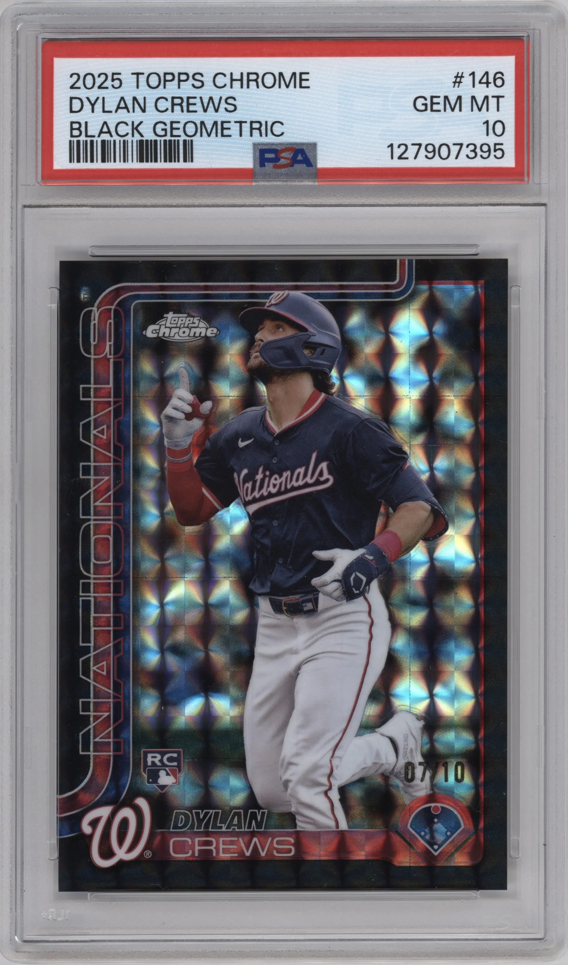 2025 Topps Chrome Dylan Crews Black Geometric Refractor PSA 10
