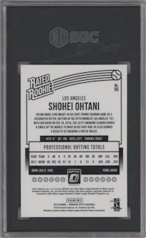Shohei Ohtani from the 2018 Panini Donruss Optic set graded by SGC and given an overall grade of 10.