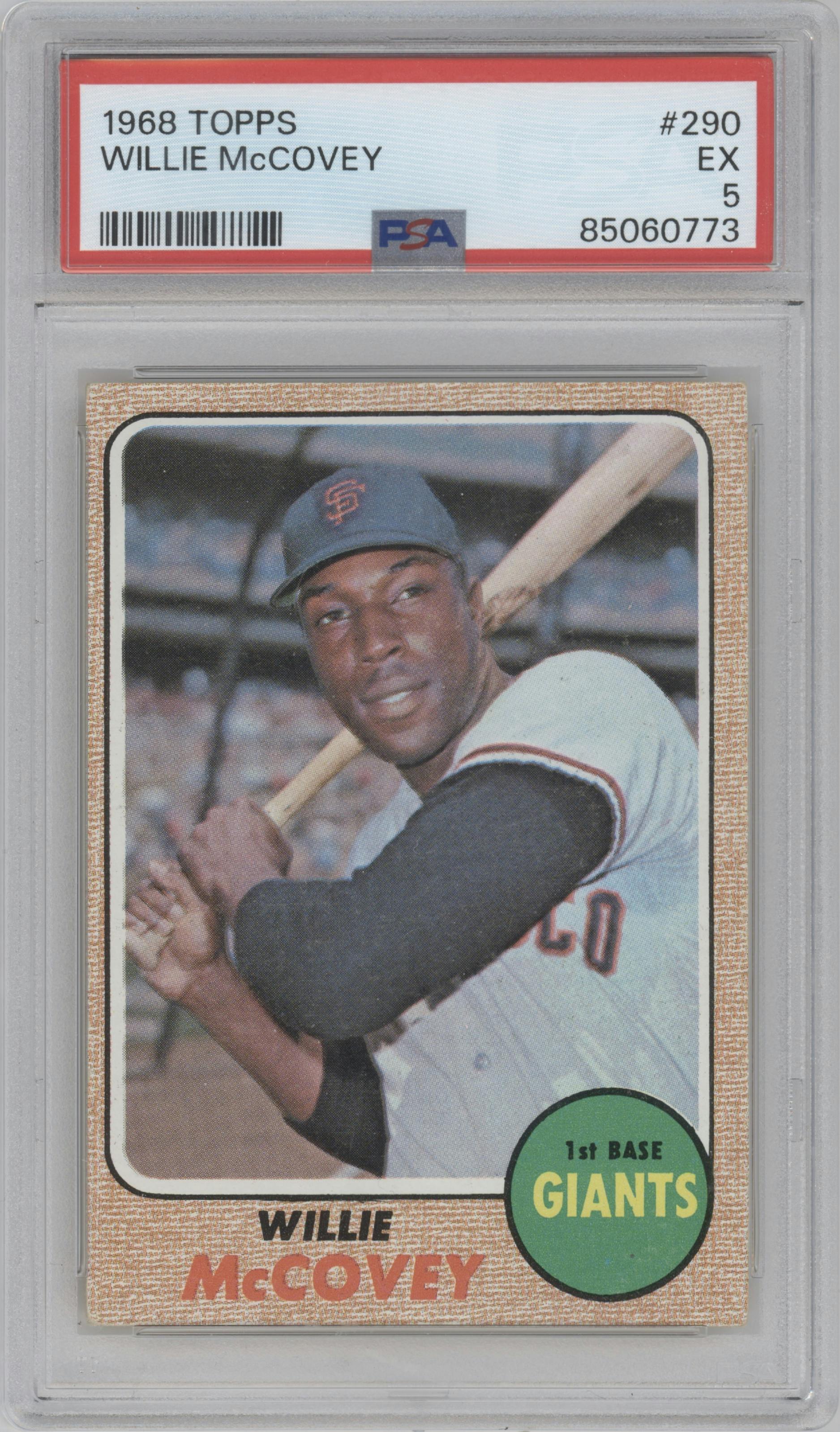 Willie McCovey from the 1968 Topps set graded by PSA and given an overall grade of 5.