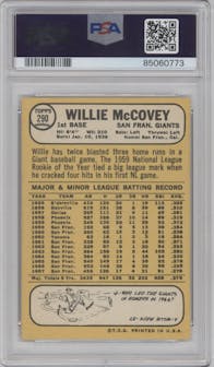 Willie McCovey from the 1968 Topps set graded by PSA and given an overall grade of 5.