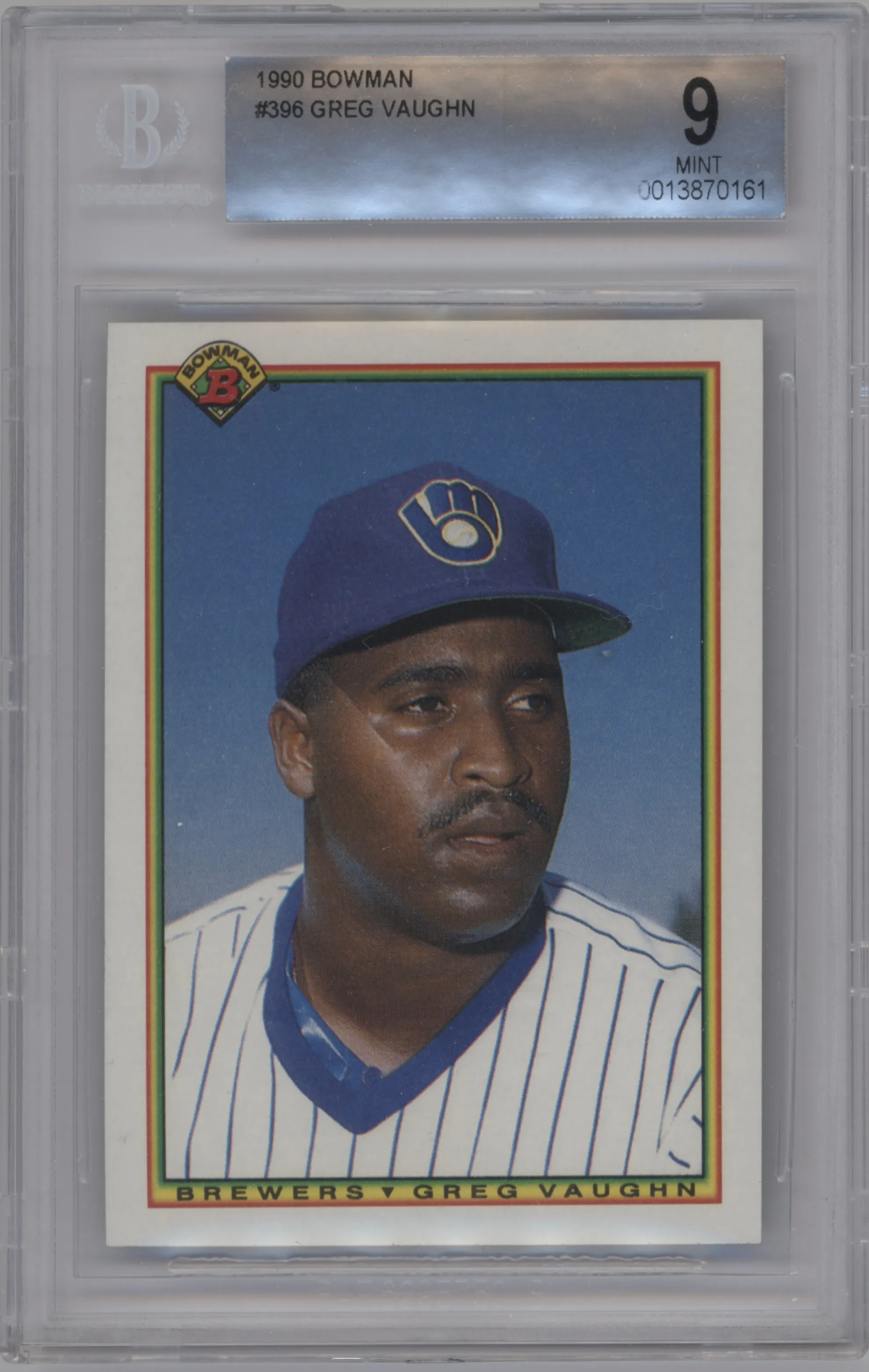 1990 Bowman Greg Vaughn #396 BGS 9