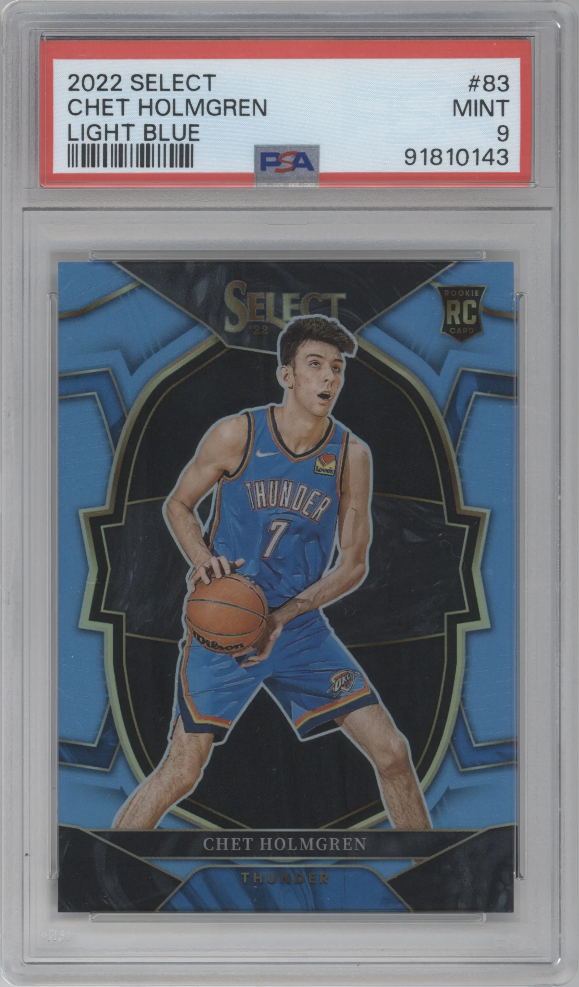 2022 Panini Select Chet Holmgren Light Blue Prizm PSA 9