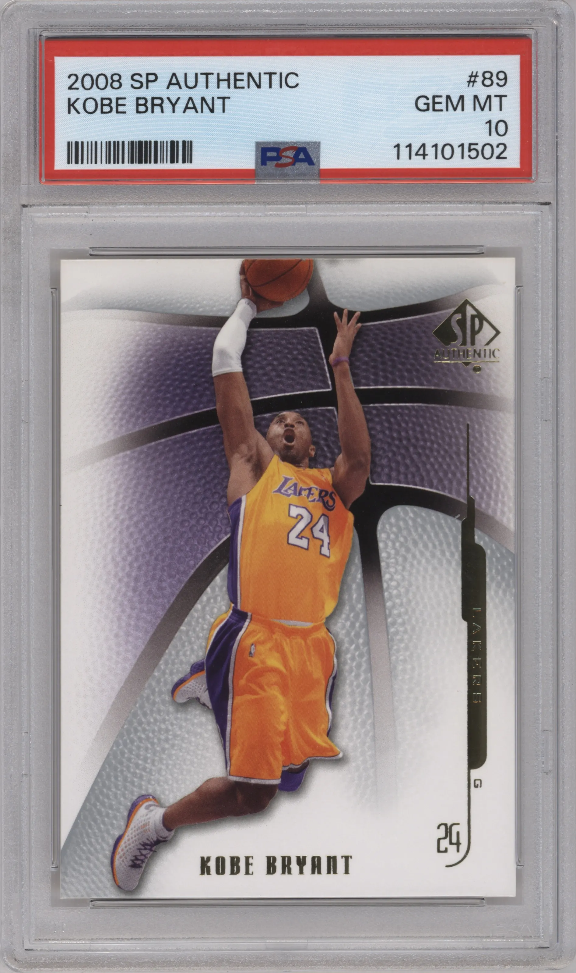 Kobe Bryant  from the 2008-09 SP Authentic set graded by PSA and given an overall grade of 10.