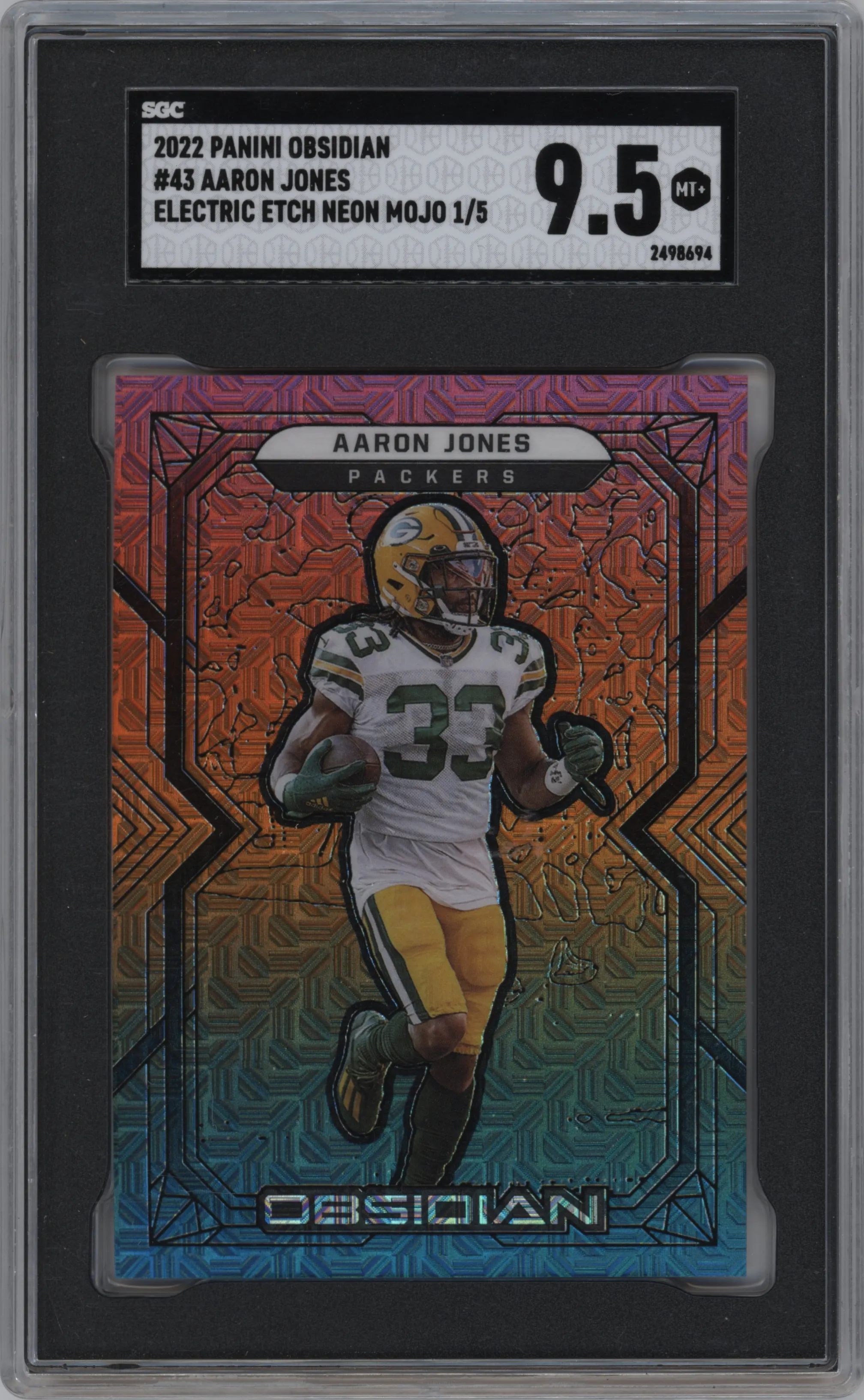 2022 Panini Obsidian Aaron Jones Electric Etch Neon Mojo #43 SGC 9.5