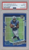 Anthony Richardson from the 2023 Donruss Optic set featuring a Hyper Blue  parallel graded by PSA and given an overall grade of 10.