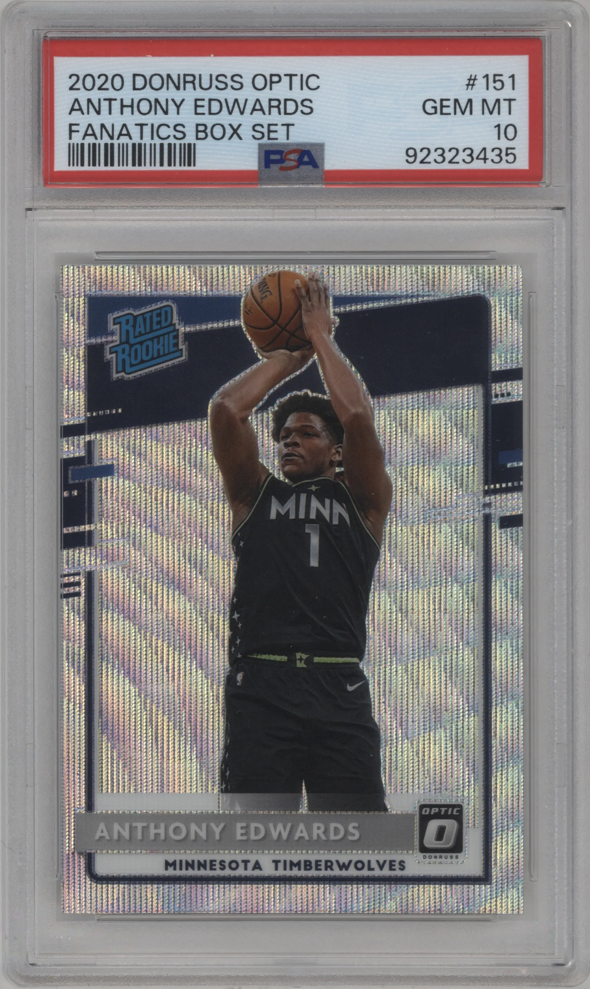 2020 Panini Donruss Optic Rated Rookie Anthony Edwards Fanatics Box Set PSA 10