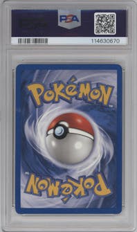 Charizard from the 2000 Pokemon set graded by PSA and given an overall grade of 8.