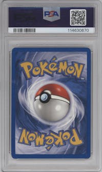 Charizard from the 2000 Pokemon set graded by PSA and given an overall grade of 8.