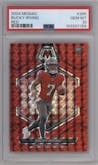 Bucky Irving from the 2024 Panini Mosaic set featuring a Red Mosaic parallel graded by PSA and given an overall grade of 10.