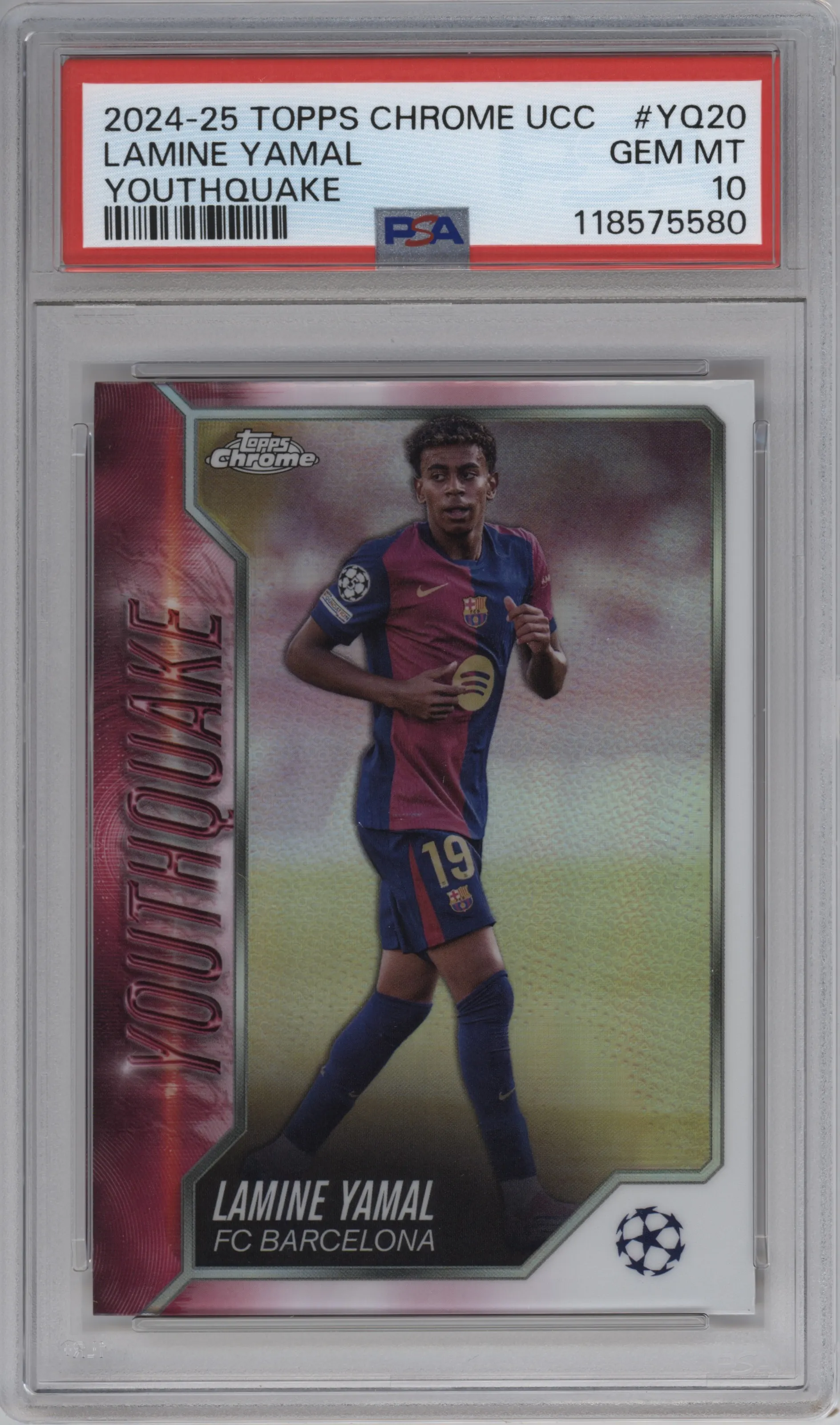 2024 Topps Chrome UEFA Club Competitions YouthQuake Lamine Yamal #YQ-20 PSA 10