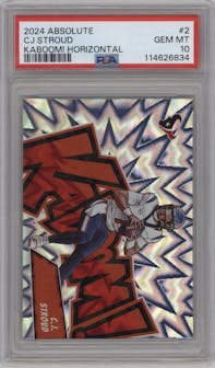 C.J. Stroud from the 2024 Panini Absolute set graded by PSA and given an overall grade of 10.