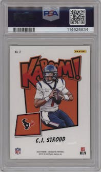 C.J. Stroud from the 2024 Panini Absolute set graded by PSA and given an overall grade of 10.