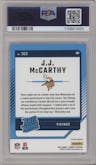 J.J. McCarthy from the 2024 Donruss set featuring a Pink parallel graded by PSA and given an overall grade of 10.