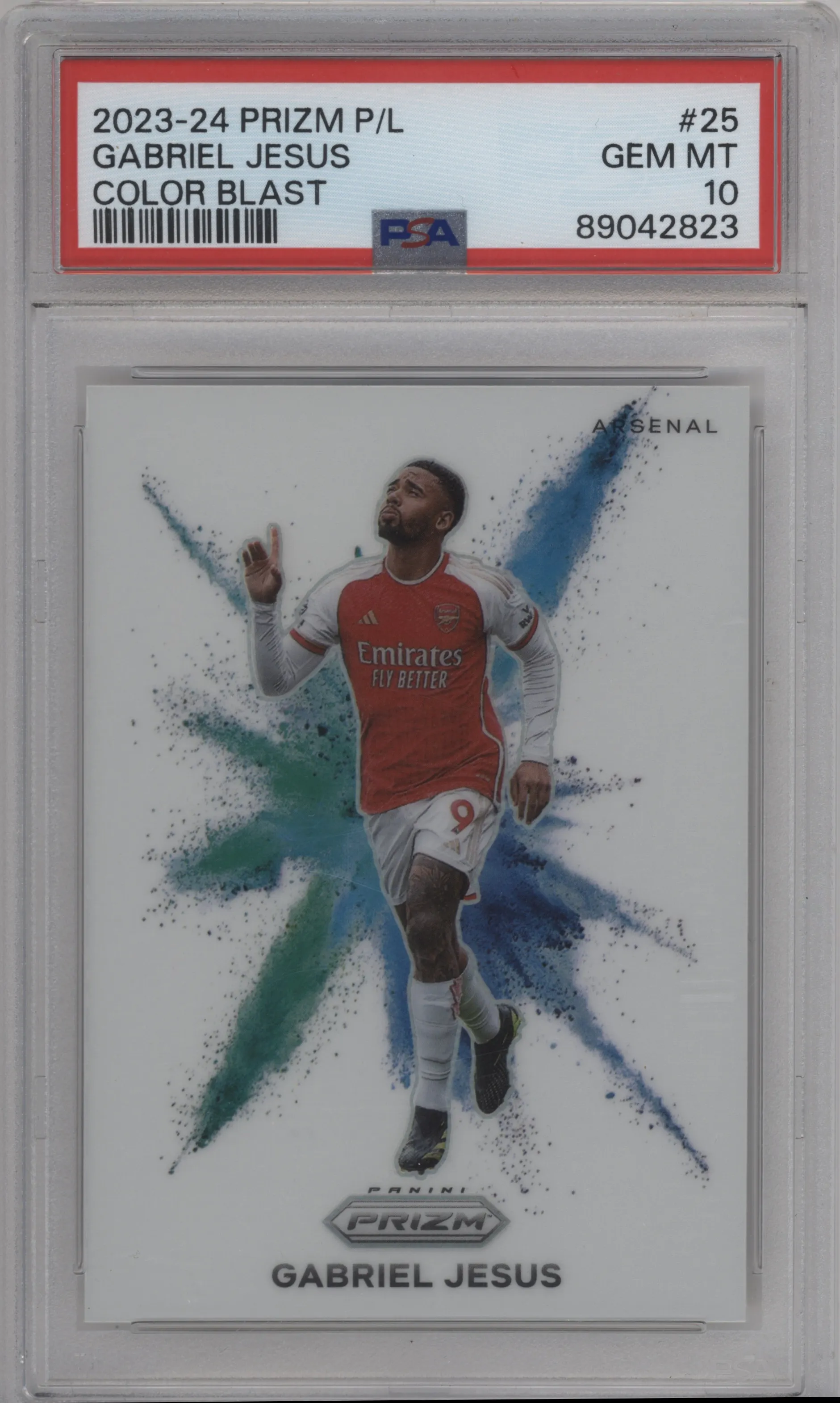 2023 Panini Prizm Premier League Color Blast Gabriel Jesus #25 PSA 10