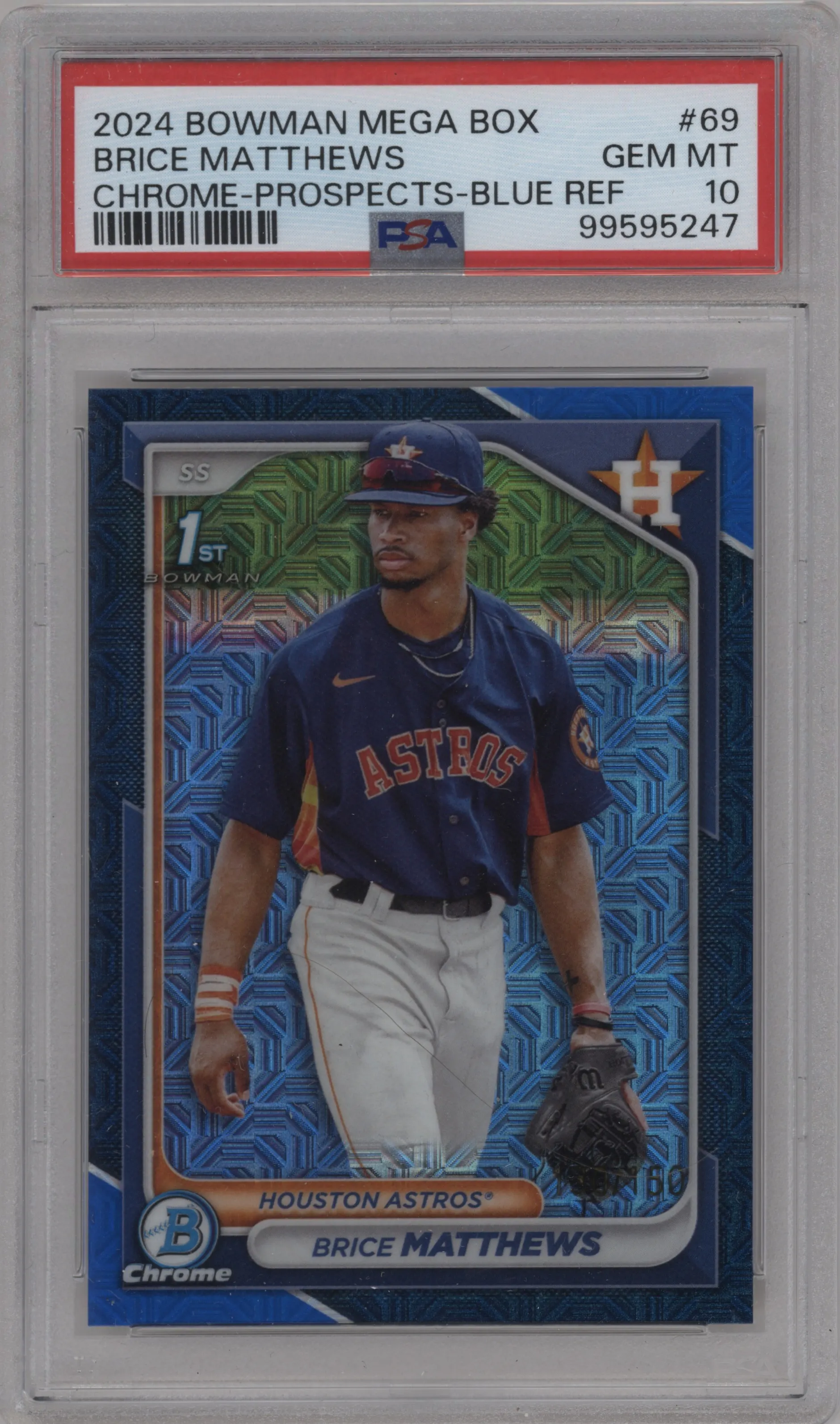 2024 Bowman Mega Box Chrome Pros. Brice Matthews Blue Refractor #BCP-69 PSA 10