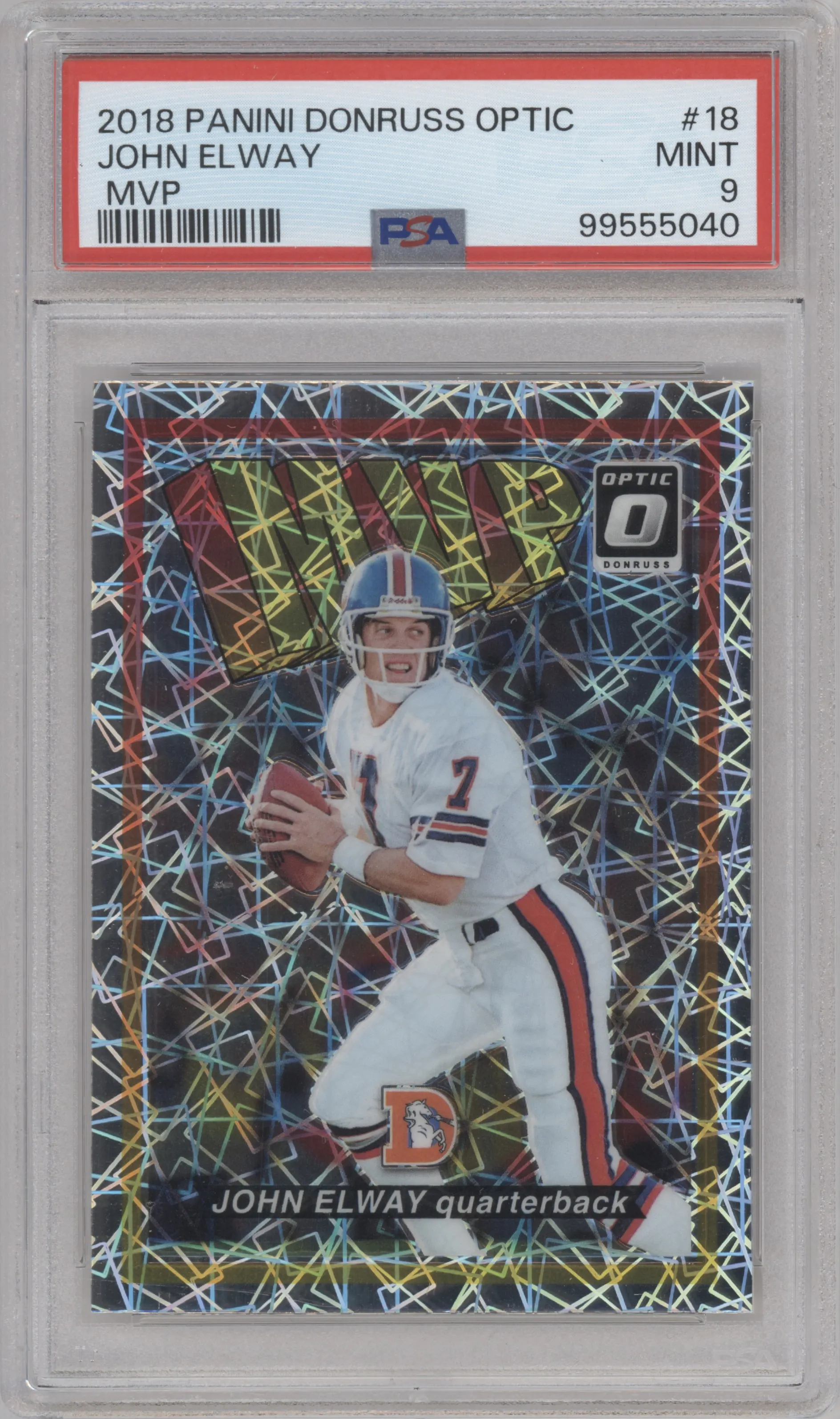 John Elway from the 2018 Panini Donruss Optic set graded by PSA and given an overall grade of 9.
