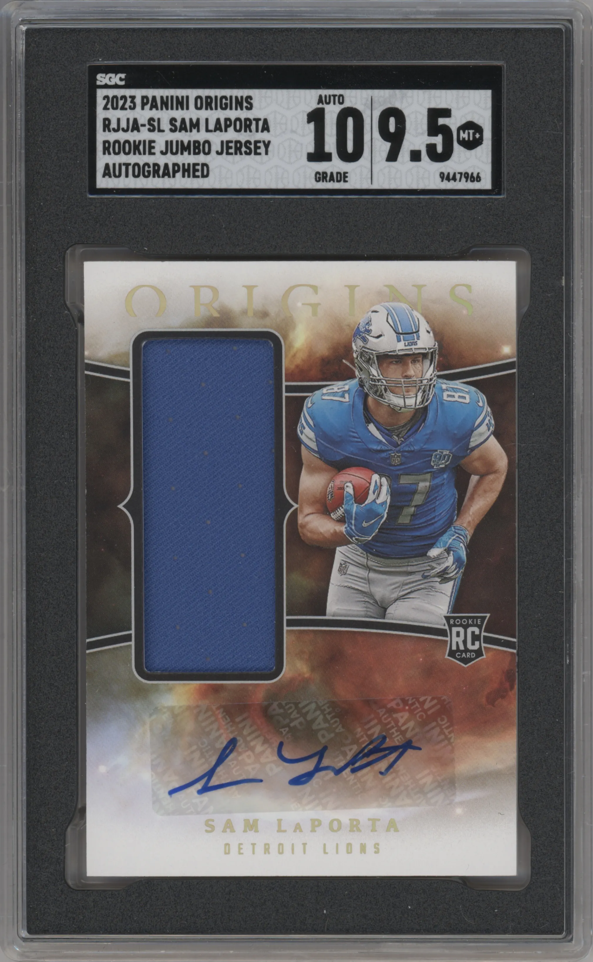 2023 Panini Origins Rke.Jmb.Jrsy.Auto Sam LaPorta SGC 9.5