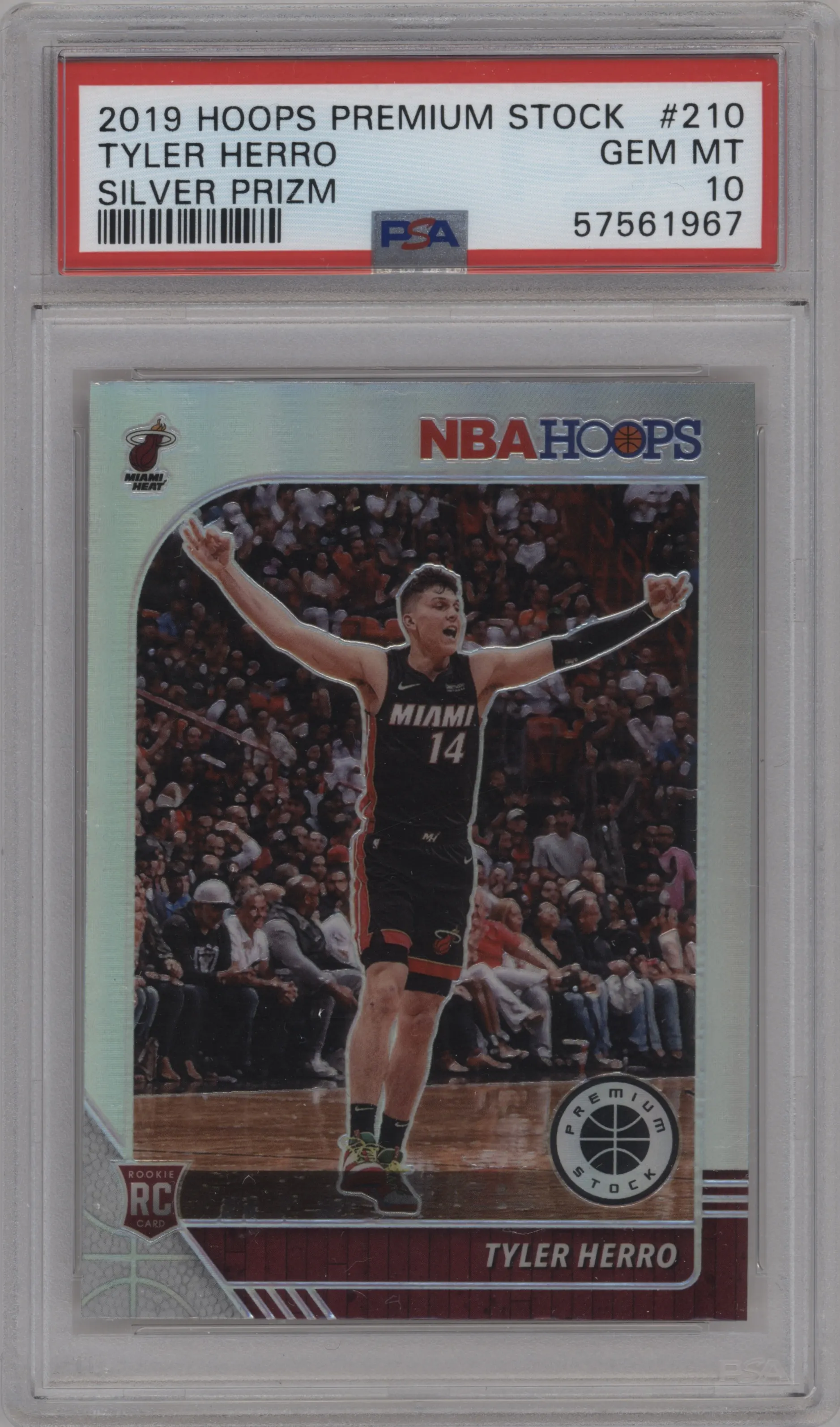 2019 Panini Hoops Premium Stock Tyler Herro Silver #210 PSA 10
