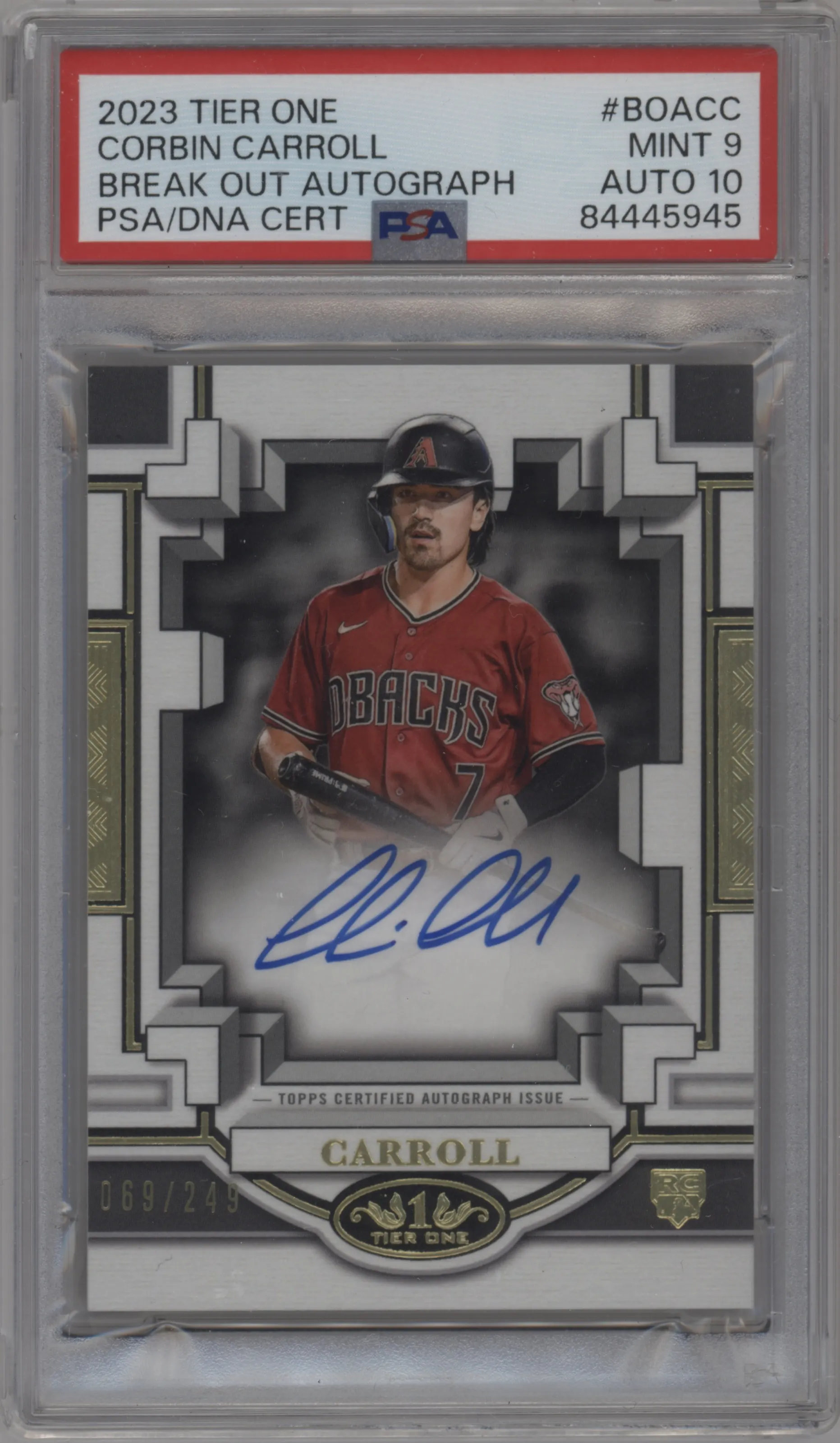 2023 Topps Tier One Break Out Auto Corbin Carroll PSA 9