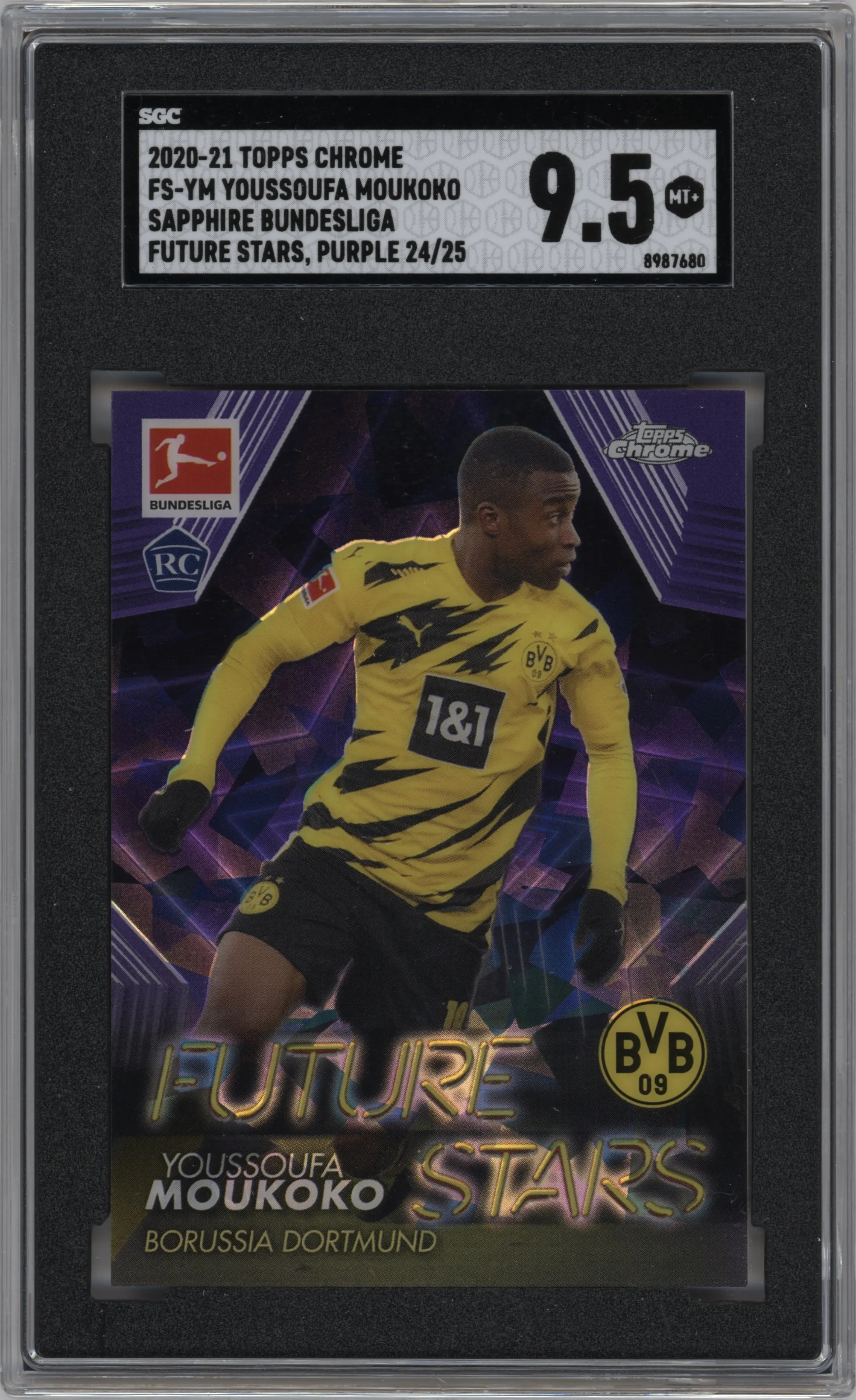 2020 Topps Chrome Sapphire Edition Bundesliga Future Stars Youssoufa Moukoko Purple #FS-YM SGC 9.5