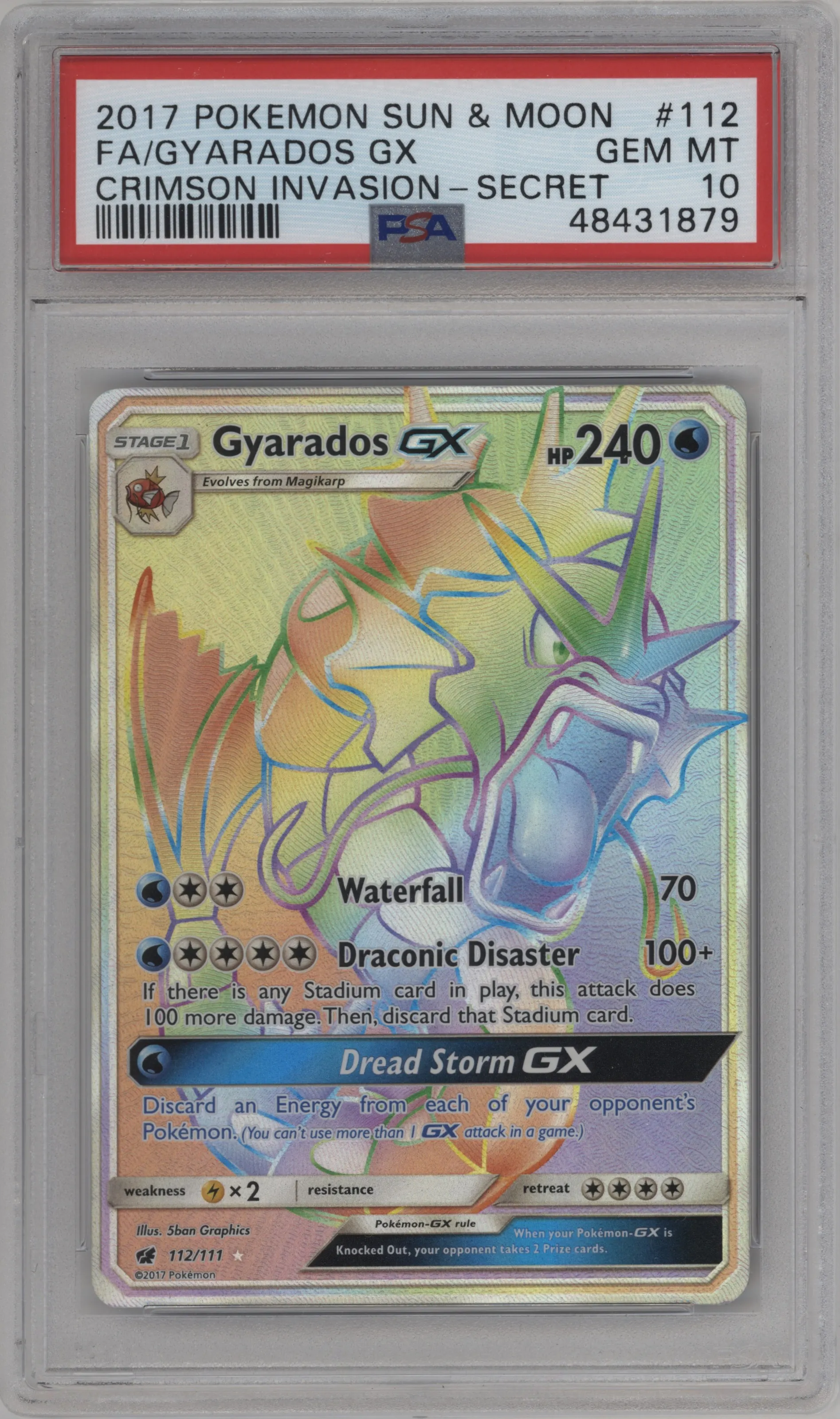 2017 Pokemon S&M Crimson Invasion Gyarados GX #112 PSA 10