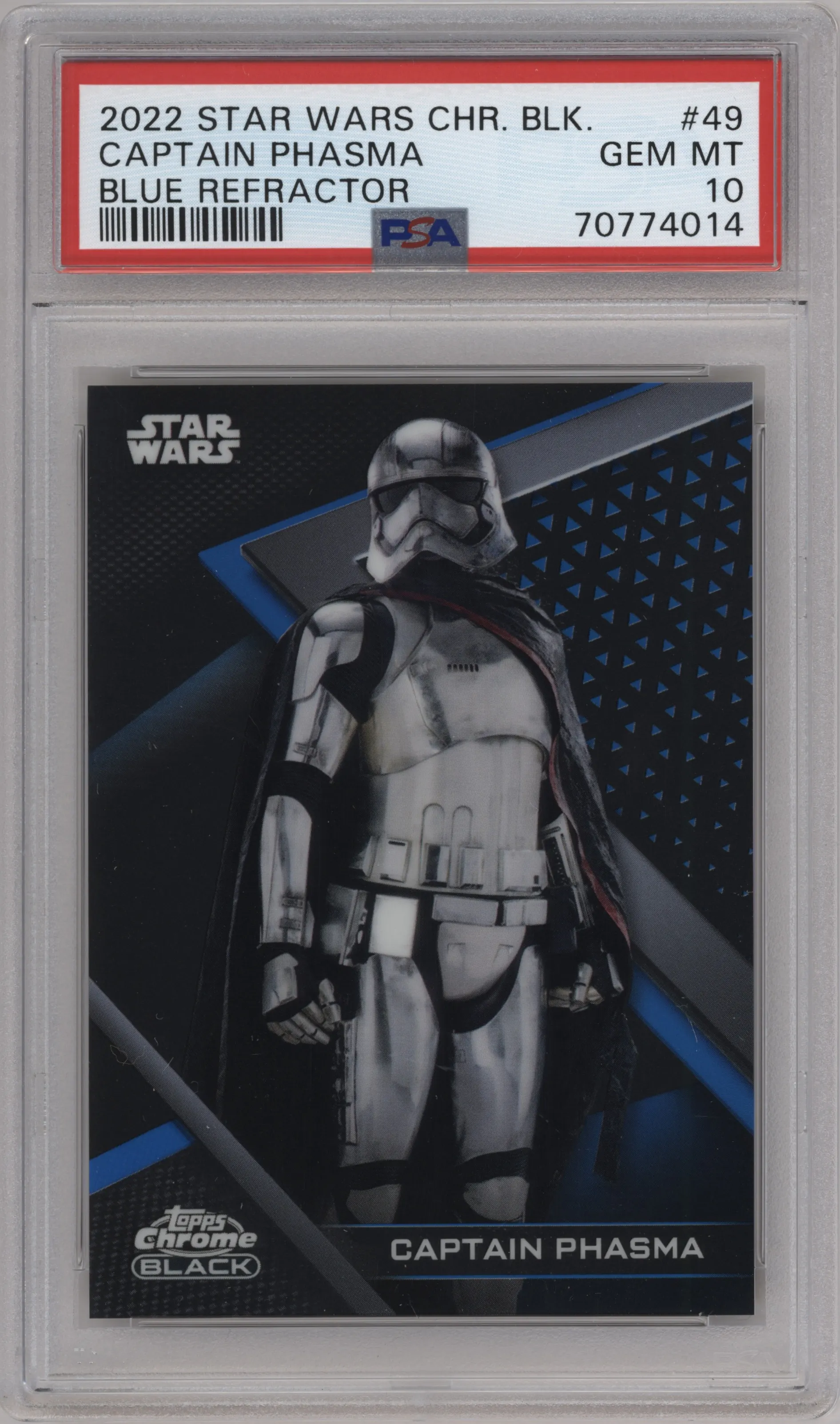 2022 Topps Star Wars Chrome Black Captain Phasma Blue Refractor #49 PSA 10