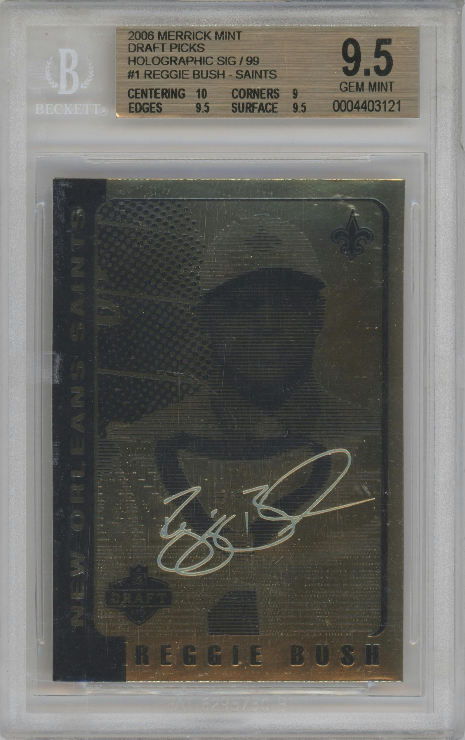 Reggie Bush from the 2006 Merrick Mint Draft Picks set graded by Beckett and given an overall grade of 9.5.